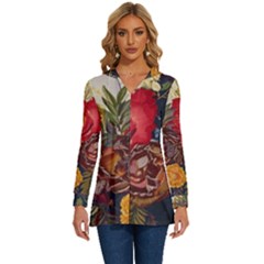 Floral Design 06 Long Sleeve Drawstring Hooded Top