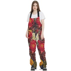 Floral Design 06 Women s Front Zip Ski And Snowboard Bib Pants by myclothy