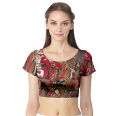 Christmas Art 01 Short Sleeve Crop Top