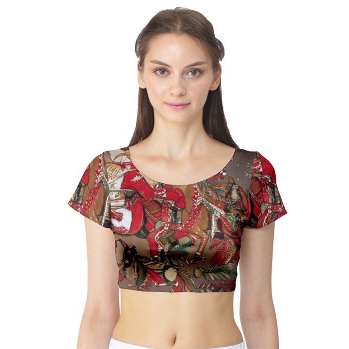 Christmas Art 01 Short Sleeve Crop Top