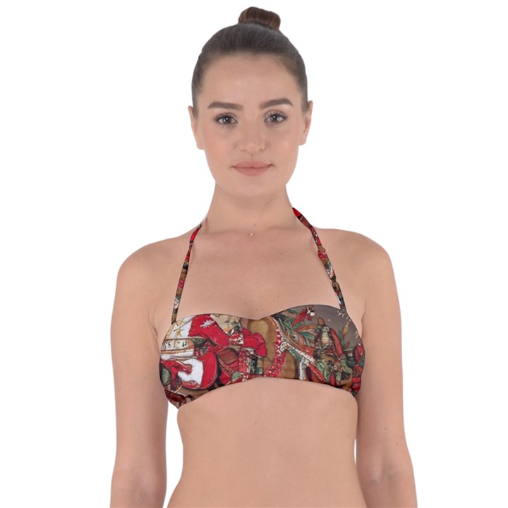 Christmas Art 01 Tie Back Bikini Top