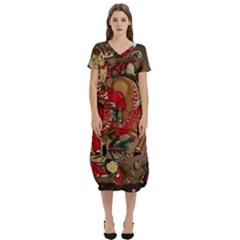 Christmas Art 01 T-Shirt Midi Dress With Pockets