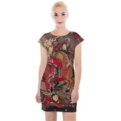 Christmas Art 01 Cap Sleeve Bodycon Dress