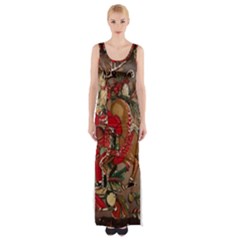 Christmas Art 01 Thigh Split Maxi Dress