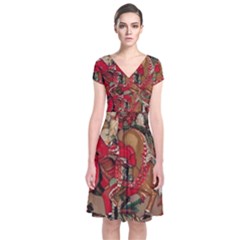 Christmas Art 01 Short Sleeve Front Wrap Dress