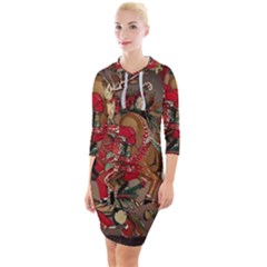 Christmas Art 01 Quarter Sleeve Hood Bodycon Dress