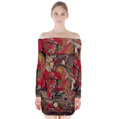 Christmas Art 01 Long Sleeve Off Shoulder Dress