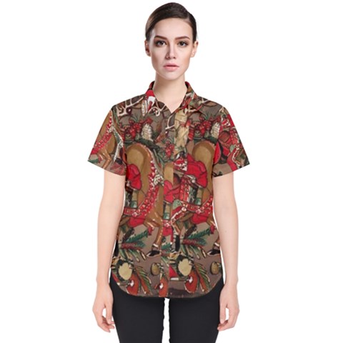 Christmas Art 01 Women s Short Sleeve Shirt by myclothy