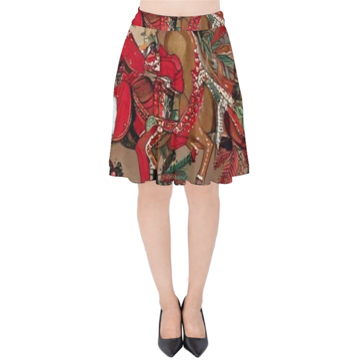 Christmas Art 01 Velvet High Waist Skirt