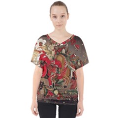 Christmas Art 01 V-Neck Dolman Drape Top