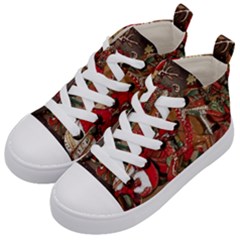 Christmas Art 01 Kids  Mid-top Canvas Sneakers