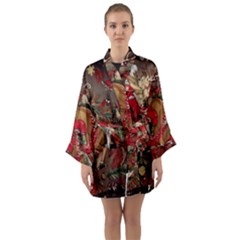 Christmas Art 01 Long Sleeve Satin Kimono