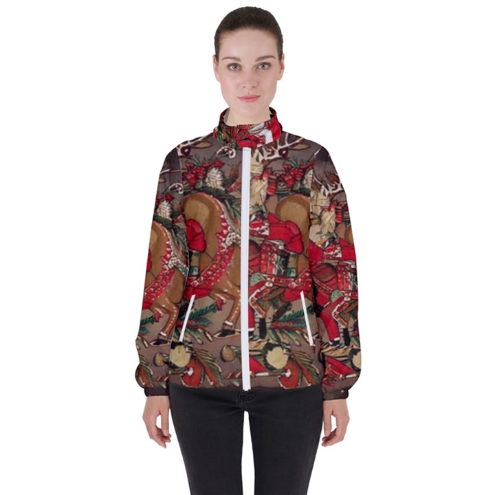 Christmas Art 01 Women s High Neck Windbreaker