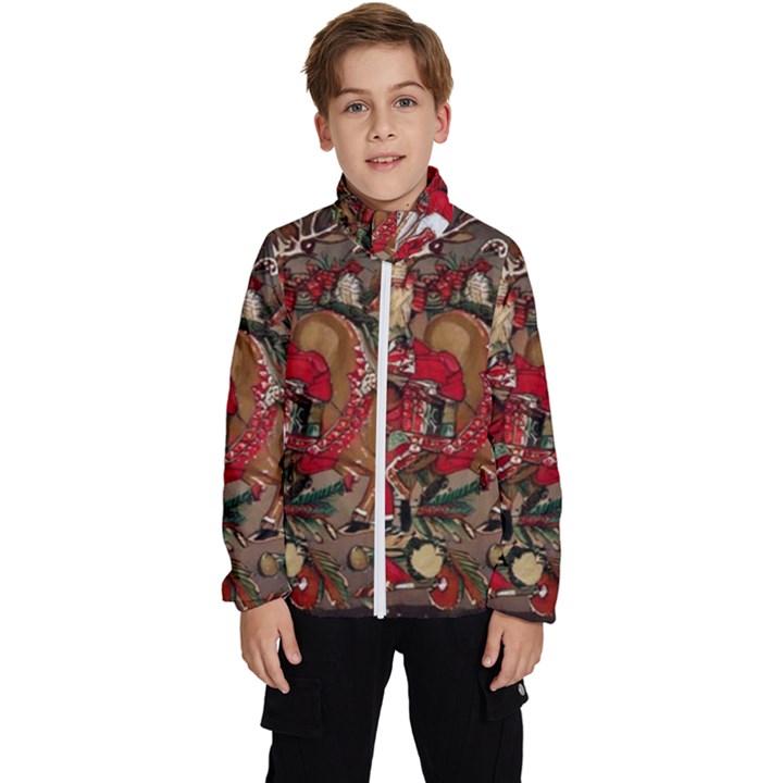 Christmas Art 01 Kids  High Neck Windbreaker