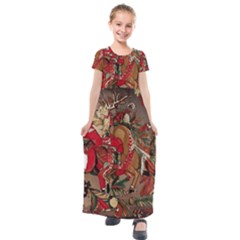 Christmas Art 01 Kids  Short Sleeve Maxi Dress