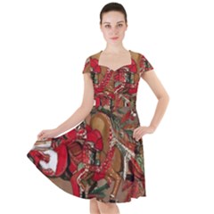 Christmas Art 01 Cap Sleeve Midi Dress With Pockets