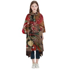 Christmas Art 01 Kids  Hooded Rain Ponchos