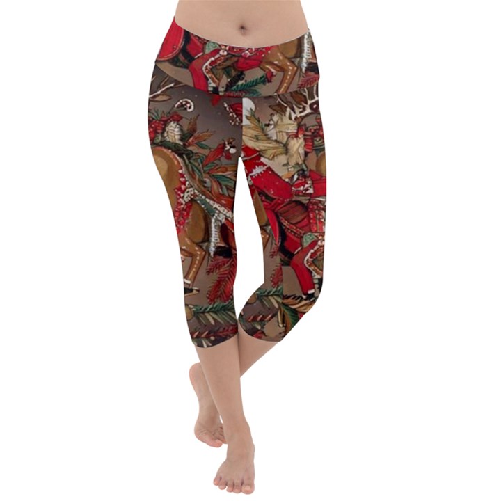 Christmas Art 01 Lightweight Velour Capri Yoga Leggings