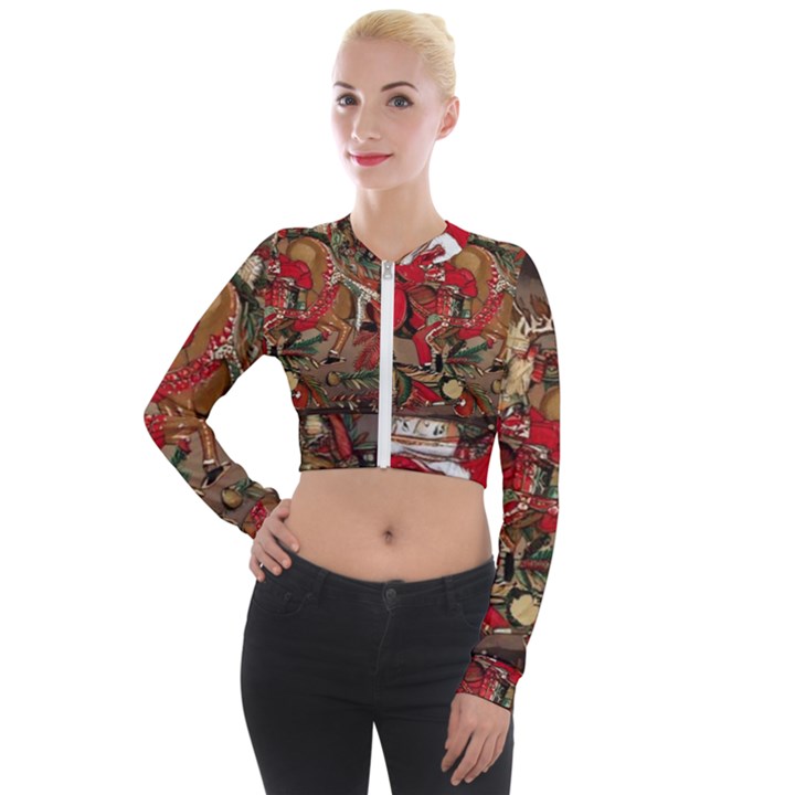 Christmas Art 01 Long Sleeve Cropped Velvet Jacket