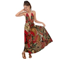 Christmas Art 01 Backless Maxi Beach Dress