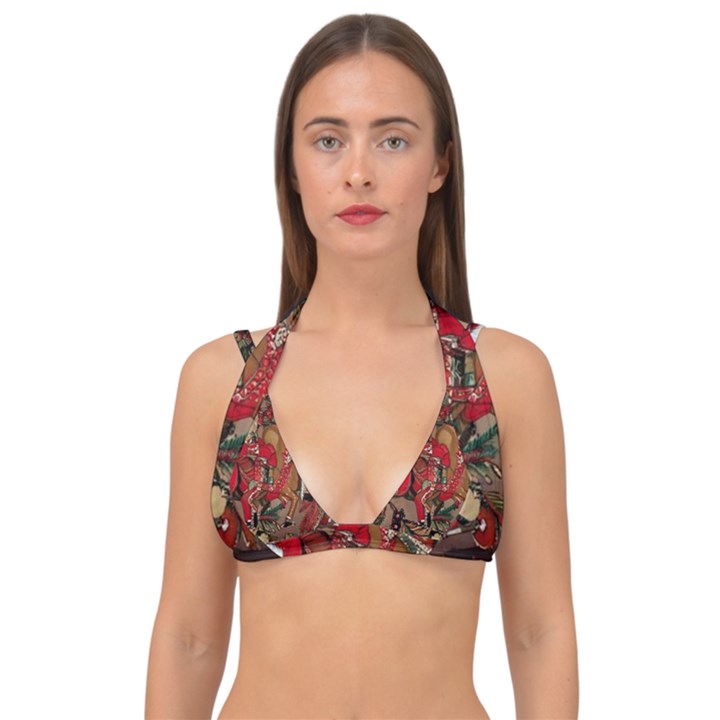 Christmas Art 01 Double Strap Halter Bikini Top