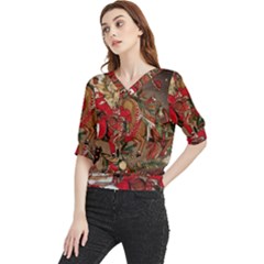 Christmas Art 01 Quarter Sleeve Blouse