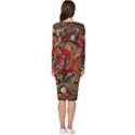 Christmas Art 01 Long Sleeve V-Neck Bodycon Dress  View4