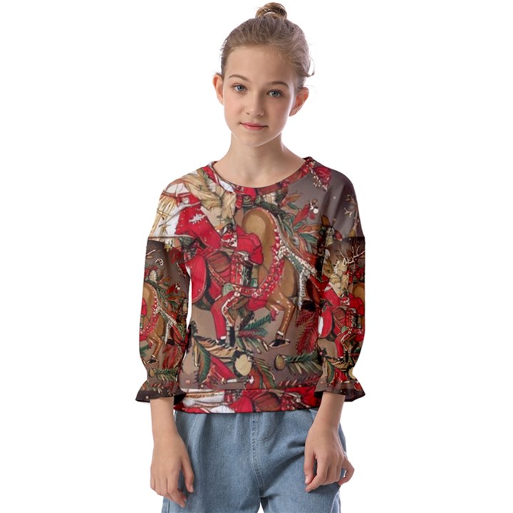 Christmas Art 01 Kids  Cuff Sleeve Top