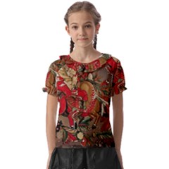 Christmas Art 01 Kids  Frill Chiffon Blouse