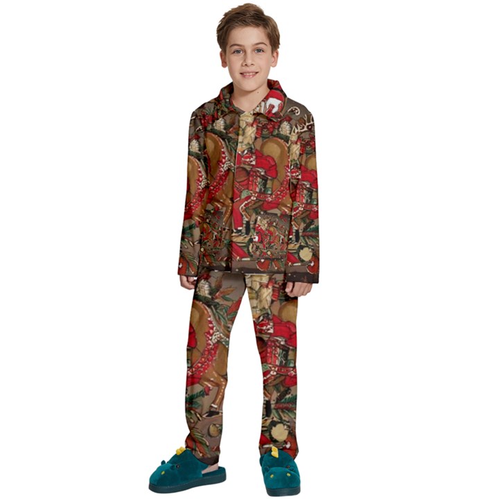 Christmas Art 01 Kids  Long Sleeve Velvet Pajamas Set