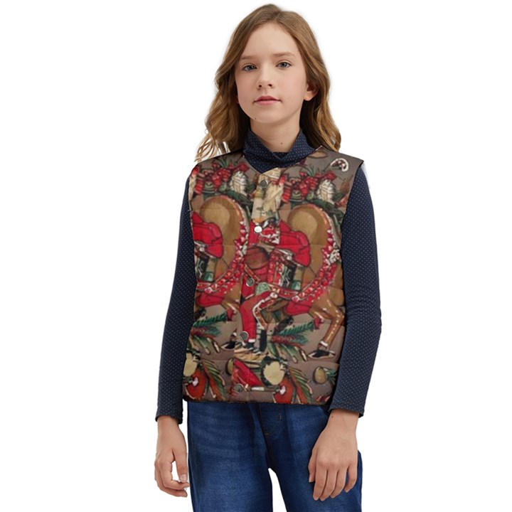 Christmas Art 01 Kid s Button Up Puffer Vest	