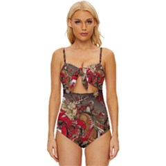 Christmas Art 01 Knot Front One-Piece Swimsuit