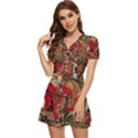 Christmas Art 01 V-Neck High Waist Chiffon Mini Dress View2