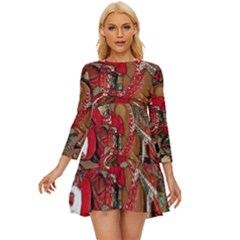 Christmas Art 01 Long Sleeve Babydoll Dress