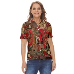 Christmas Art 01 Women s Short Sleeve Double Pocket Shirt