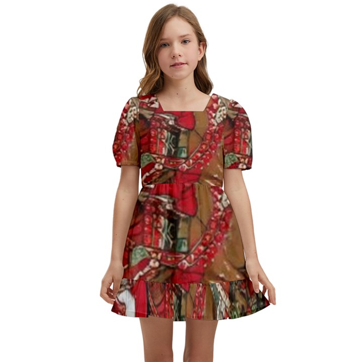 Christmas Art 01 Kids  Short Sleeve Dolly Dress