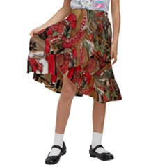 Christmas Art 01 Kids  Ruffle Flared Wrap Midi Skirt