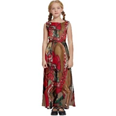 Christmas Art 01 Kids  Satin Sleeveless Maxi Dress