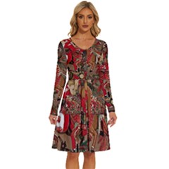 Christmas Art 01 Long Sleeve Dress With Pocket