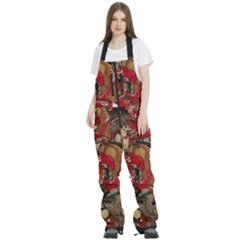 Christmas Art 01 Women s Front Zip Ski And Snowboard Bib Pants