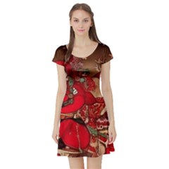 Christmas Art Short Sleeve Skater Dress