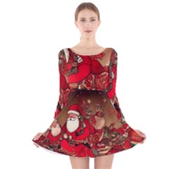 Christmas Art Long Sleeve Velvet Skater Dress