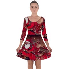 Christmas Art Quarter Sleeve Skater Dress by myclothy