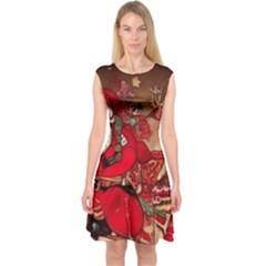 Christmas Art Capsleeve Midi Dress