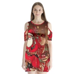 Christmas Art Shoulder Cutout Velvet One Piece