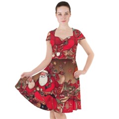 Christmas Art Cap Sleeve Midi Dress With Pockets by myclothy