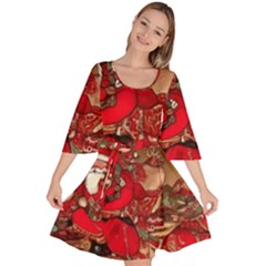 Christmas Art Velour Kimono Dress