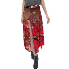 Christmas Art Velour Split Maxi Skirt