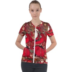 Christmas Art Short Sleeve Zip Up Jacket