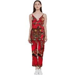 Christmas Art V-neck Camisole Jumpsuit by myclothy